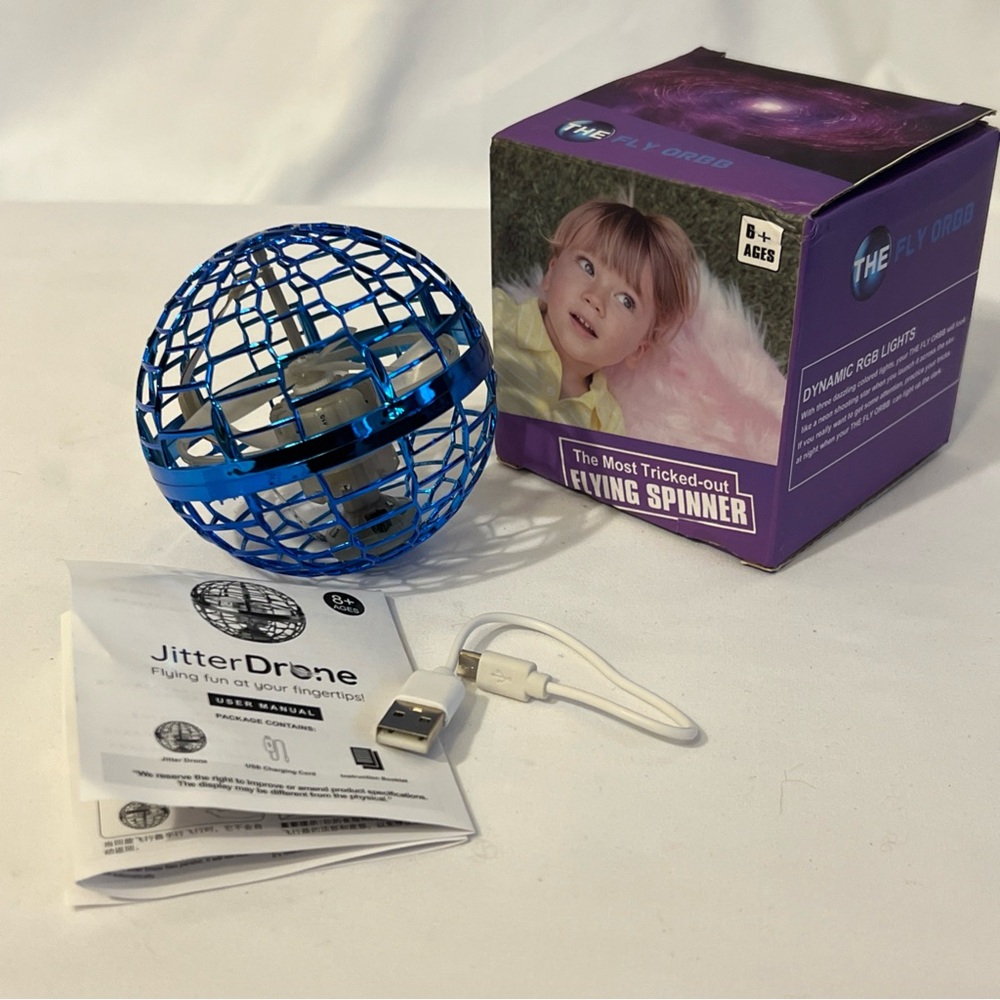 Blue Jitter Drone Flying Spinning Orb Toy